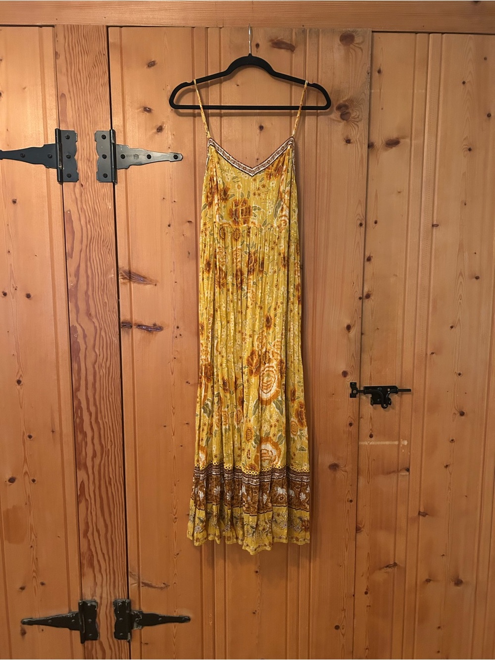 Spell Yellow Floral Maxi Slip Dress with Boho Border
